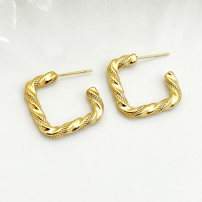 1 Pair Vintage Style Roman Style Square Plating Stainless Steel  Gold Plated Ear Studs