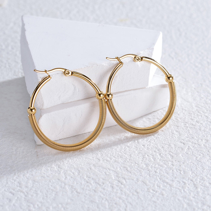 1 Piece Simple Style Commute Oval Solid Color Plating Stainless Steel  18K Gold Plated Earrings
