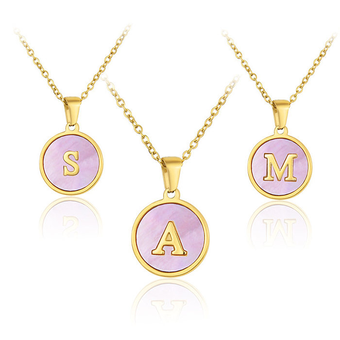 Wholesale Simple Style Letter Stainless Steel Shell Pendant Necklace