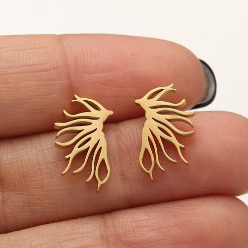 1 Pair Lady Classic Style Coral Plating Stainless Steel  Ear Studs
