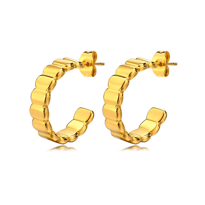 Modische C-förmige Edelstahl-Ohrringe mit Überzug aus Edelstahl
