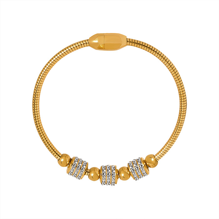 Bracelet en zircon plaqué or 18 carats en acier titane géométrique de style vintage en gros
