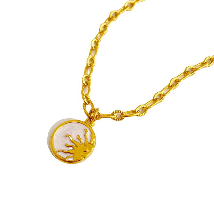 Retro Sun Star Moon Stainless Steel  Gold Plated Pendant Necklace 1 Piece