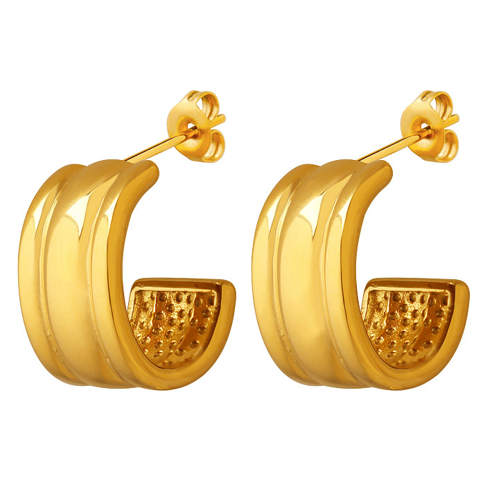 1 Pair Simple Style C Shape Stainless Steel Plating 18K Gold Plated Ear Studs