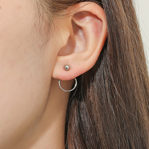 Boucles d'oreilles à tige à texture métallique en bobine simple et à la mode