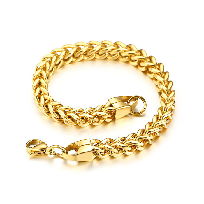 Bracelets plaqués or 18 carats en acier inoxydable de couleur unie de style classique hip-hop en vrac