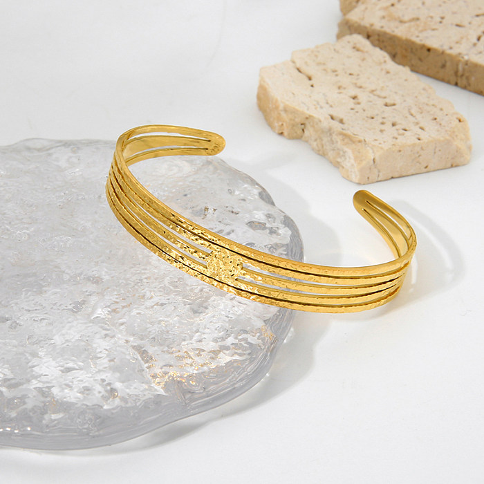 Estilo simples streetwear cor sólida aço inoxidável titânio chapeamento pulseira banhada a ouro 18K