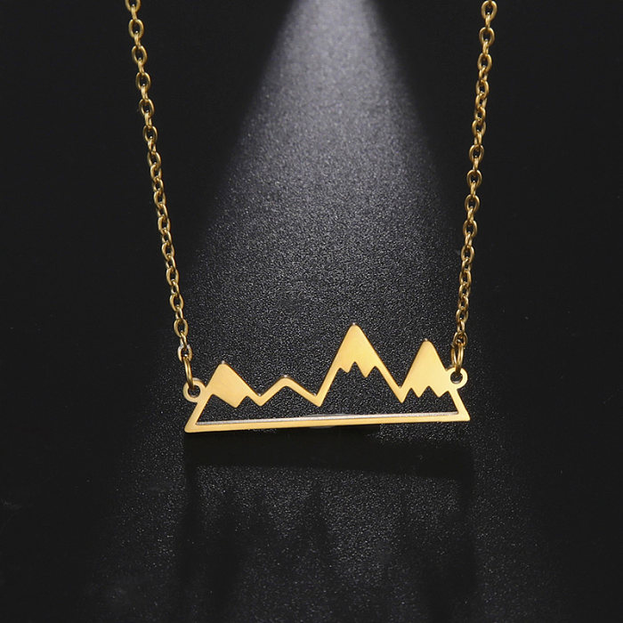 Schlichter Stil Berg-Halskette mit ausgehöhltem Anhänger aus Edelstahl, 1 Stück