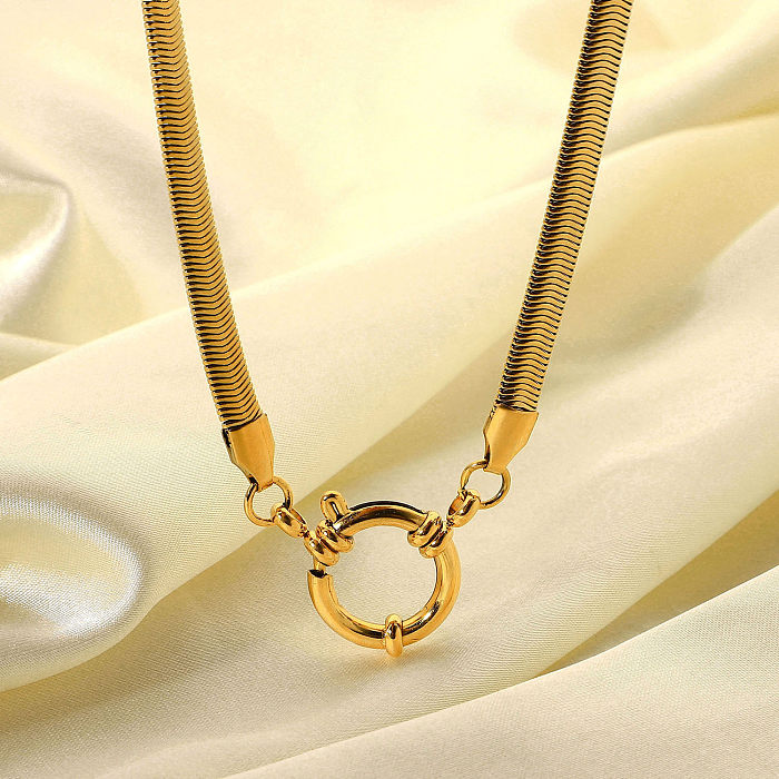 5mm Thick Necklace With Soft Round Spring Buckle Stainless Steel  Snake Chain Necklace