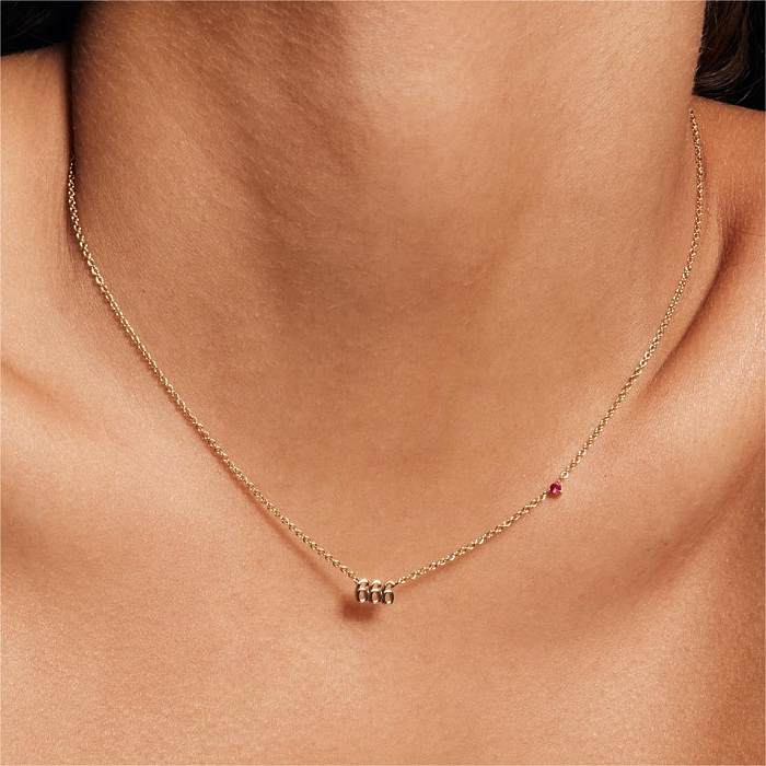 Simple Style Solid Color Stainless Steel Inlay Zircon Necklace