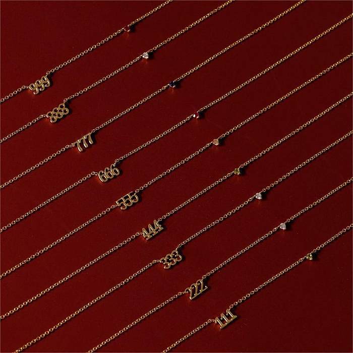 Basic Number Stainless Steel Plating 18K Gold Plated Necklace
