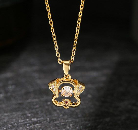 Formal Animal Stainless Steel Copper Inlay Zircon Pendant Necklace