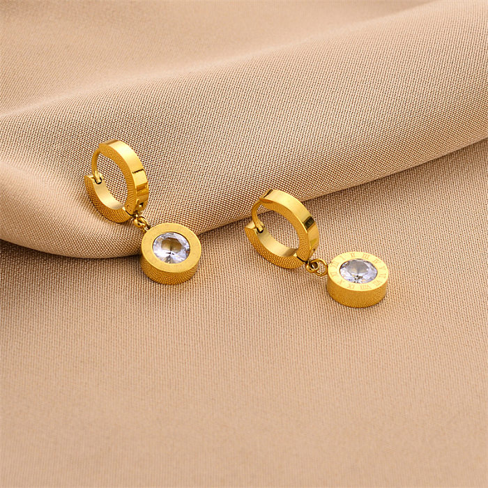 1 Pair Elegant Solid Color Plating Stainless Steel Gold Plated Drop Earrings