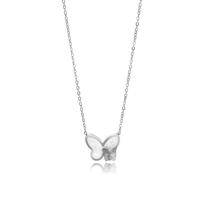 Süße Schmetterlings-Patchwork-Halskette aus Edelstahl