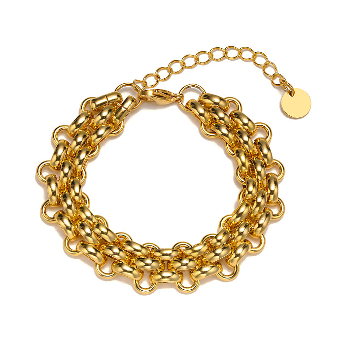 Vintage Style Simple Style Solid Color Stainless Steel Gold Plated Bracelets In Bulk