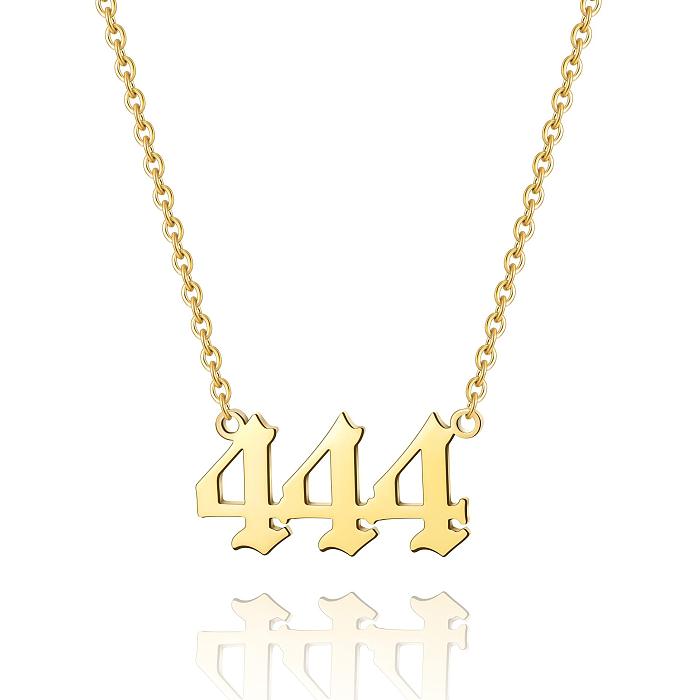 Collar chapado en oro de 18 quilates con revestimiento de acero inoxidable y número de estilo simple