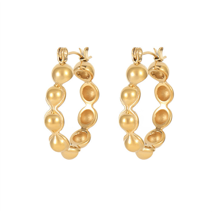 1 Pair Cute Simple Style Commute C Shape U Shape Plating Stainless Steel  Gold Plated Earrings
