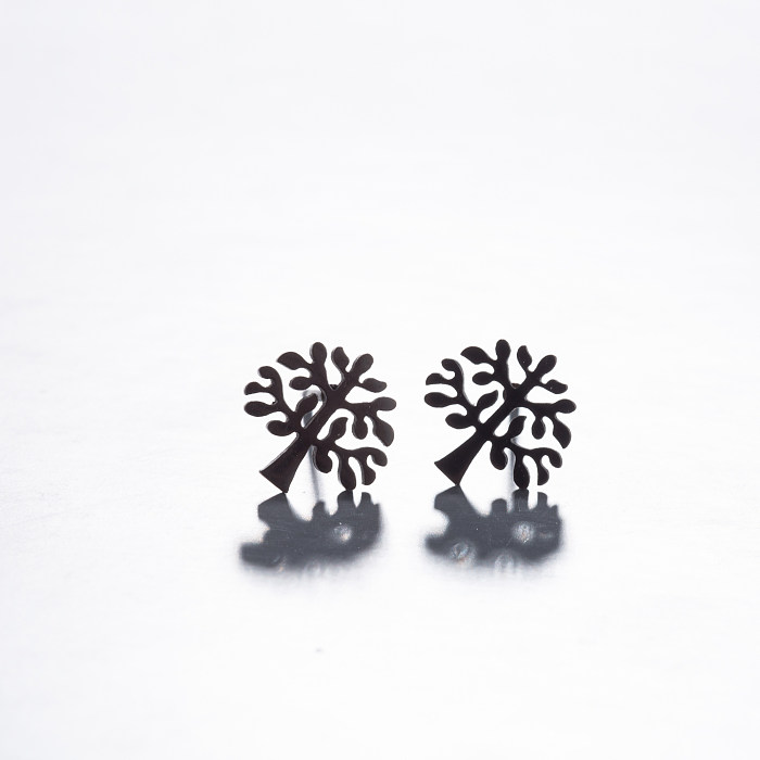 1 Pair Japanese Style Simple Style Tree Polishing Plating Stainless Steel  18K Gold Plated Ear Studs