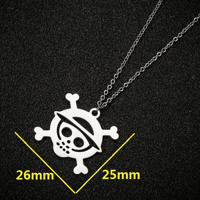 Collier pendentif en acier inoxydable plaqué crâne, 1 pièce, à la mode