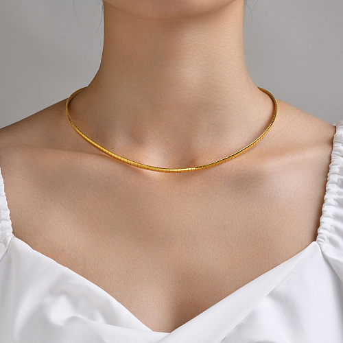 Simple Style Solid Color Stainless Steel  Choker