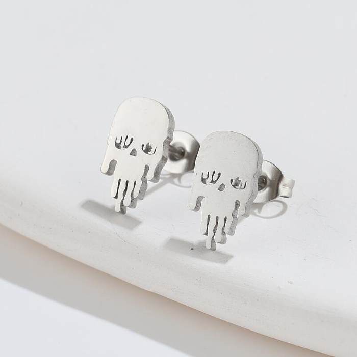 1 Pair Fashion Skull Stainless Steel  Plating Ear Studs