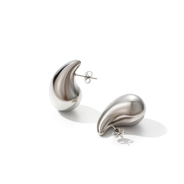 1 par de brincos de orelha de aço inoxidável com gotas de água estilo simples e elegante