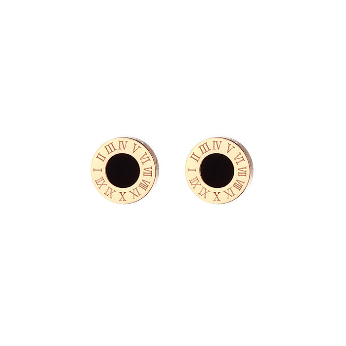 Simple Style Round Letter Stainless Steel Ear Studs 1 Pair