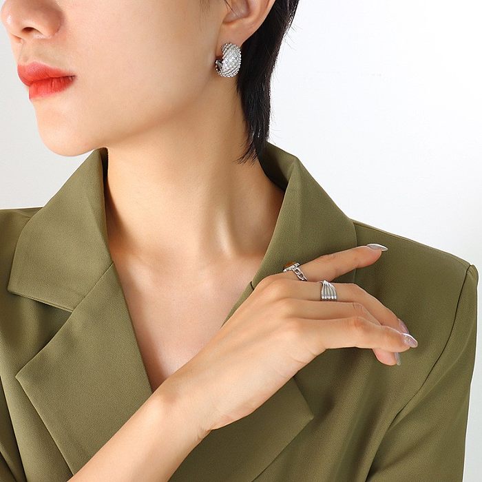 Fashion C- Shaped Cross Rhombus New Stainless Steel Earring Jewelry