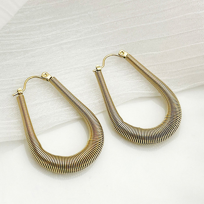 1 Paar schlichte Pendel-Ohrringe aus vergoldetem Edelstahl in U-Form