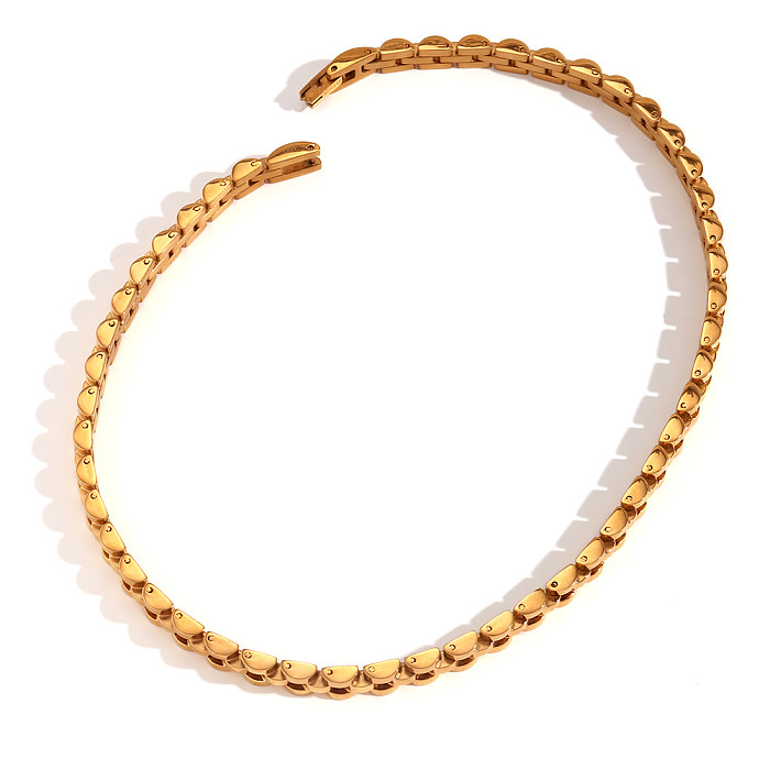 Schlichter Stil, klassischer Stil, runde Halskette mit 18-Karat-Vergoldung aus Edelstahl