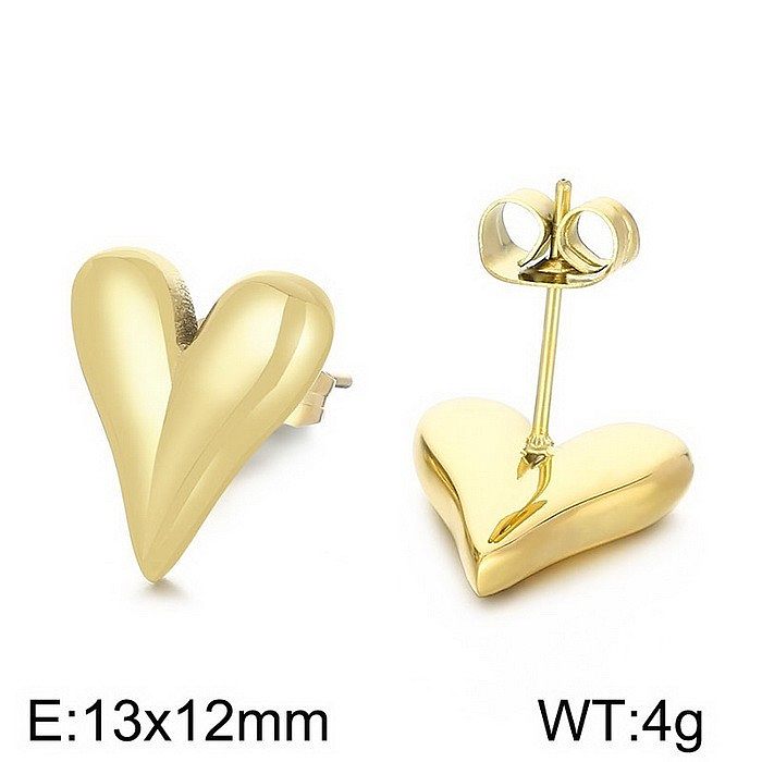 1 paire de boucles d'oreilles pendantes en acier inoxydable plaqué or 18 carats en forme de cœur brillant pour mariée