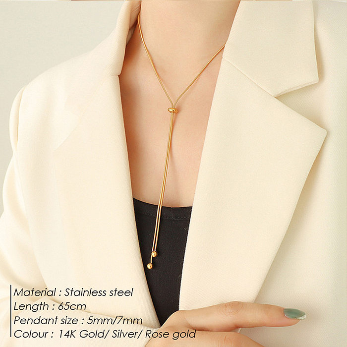 Damen-Halskette mit einfarbiger Edelstahlbeschichtung und 14-Karat-Goldbeschichtung