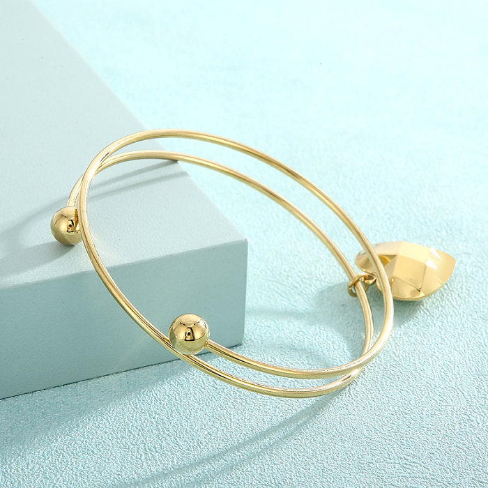 Modern Style Heart Shape Stainless Steel Titanium Steel Plating 18K Gold Plated Bangle