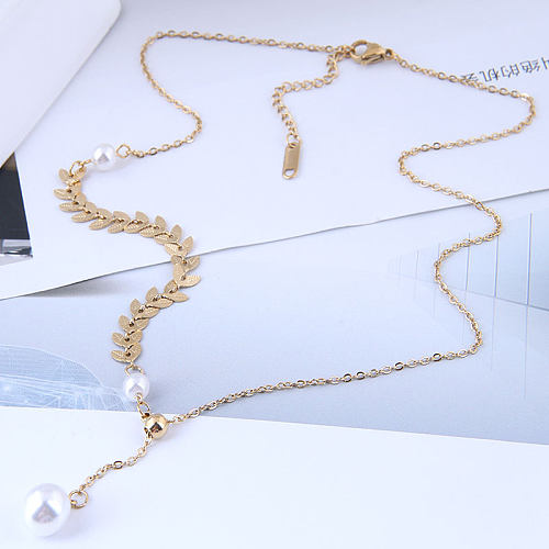 Modische geometrische Perlen-Edelstahl-Halskette im Großhandel