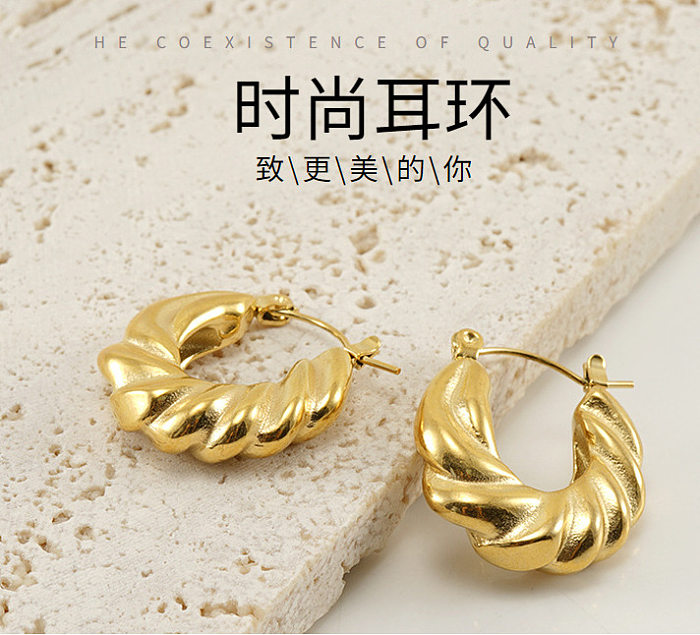 1 Pair Simple Style Classic Style Twist Plating Stainless Steel Gold Plated Drop Earrings