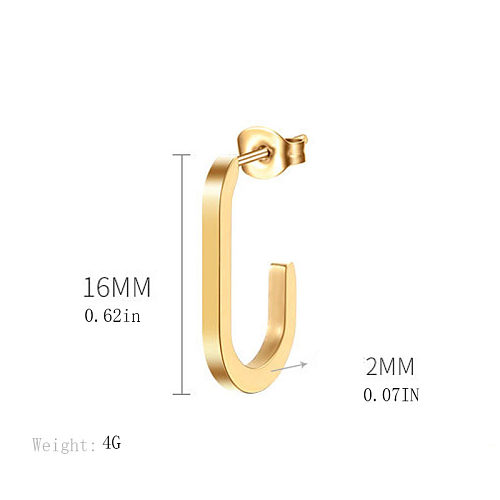 1 Pair Vintage Style Simple Style Geometric Solid Color Plating Stainless Steel  18K Gold Plated Ear Studs