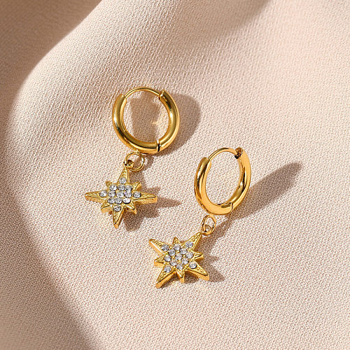 Fashion Star Edelstahl-Tropfenohrringe mit Überzug, künstlicher Diamant, Edelstahl-Ohrringe
