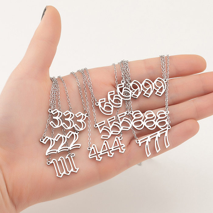 Modische Halskette mit Anhänger aus Edelstahl mit Zahlen-Beschichtung