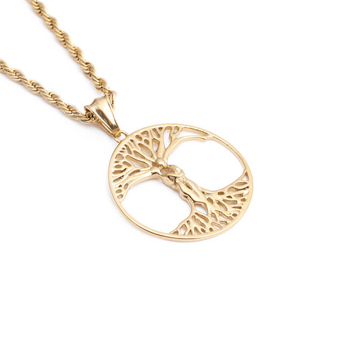 Simple Style Tree Stainless Steel  Plating Gold Plated Pendant Necklace