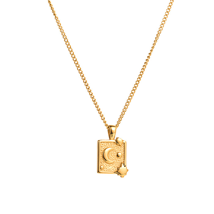 IG Style Geometric Stainless Steel  18K Gold Plated Zircon Pendant Necklace In Bulk