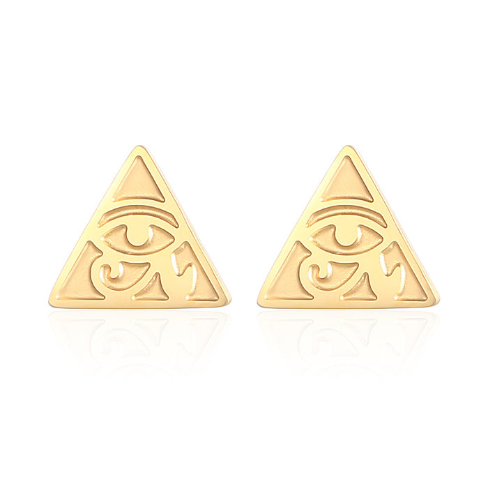 1 Pair Simple Style Triangle Devil's Eye Plating Stainless Steel Ear Studs