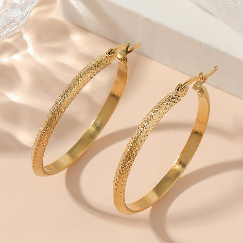 1 Pair Exaggerated Round Stainless Steel Polishing Plating 18K Gold Plated Hoop Earrings