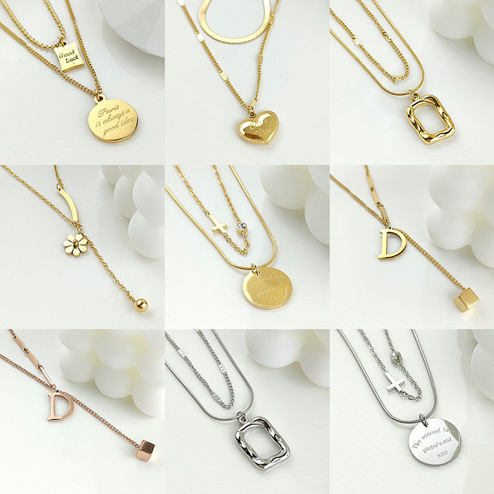 Fashion Letter Heart Shape Flower Stainless Steel Plating Necklace 1 Piece