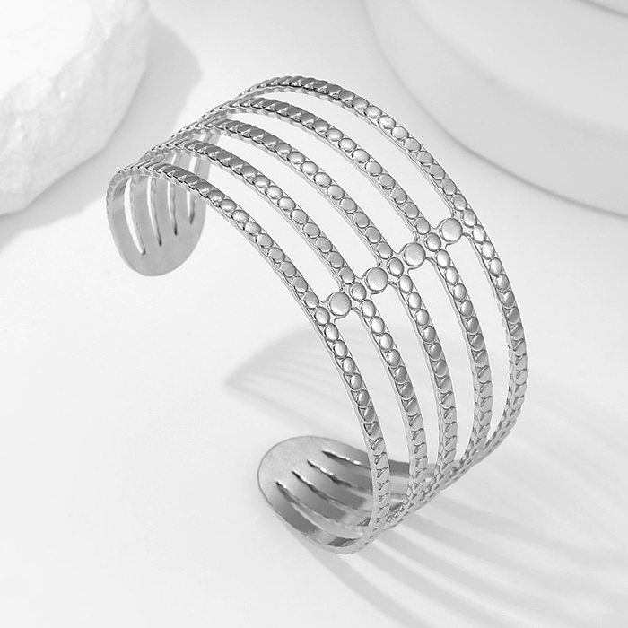 Exaggerated Geometric Stainless Steel Plating Bangle