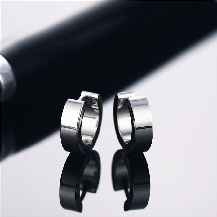 1 Pair Simple Style Commute Round Stainless Steel  Hoop Earrings
