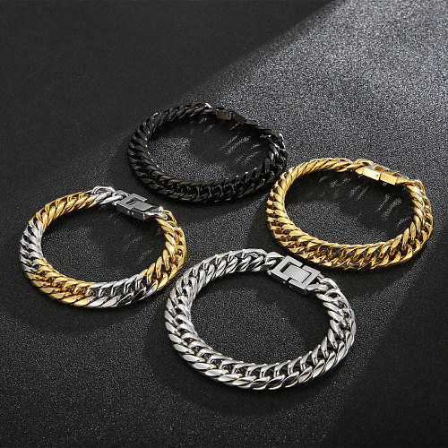 Bracelets Hip-Hop en acier inoxydable de couleur unie, plaqués or 18 carats, vente en gros
