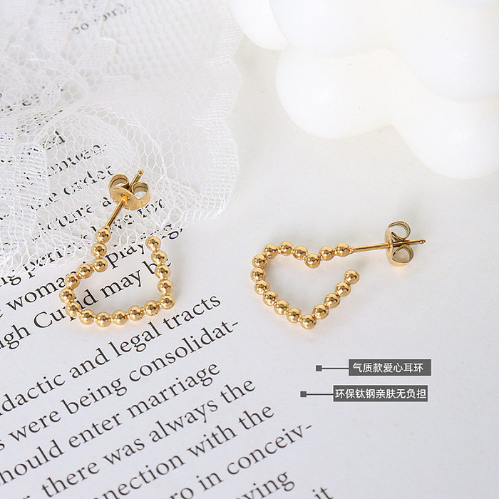 Einfache unregelmäßige Form Herz Edelstahl vergoldet 18K echtes Gold Ohrringe Großhandel Schmuck