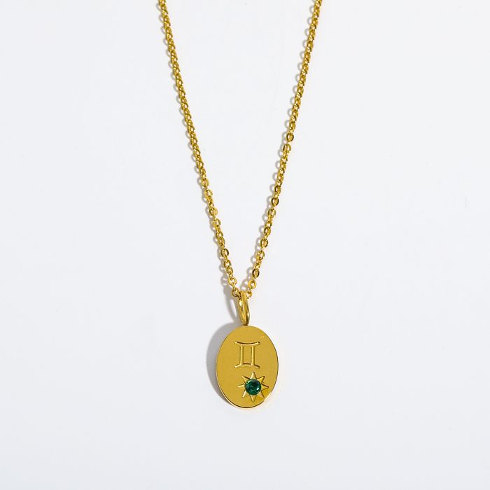 Collier pendentif plaqué or 18 carats avec incrustation de placage en acier inoxydable avec lettre Streetwear