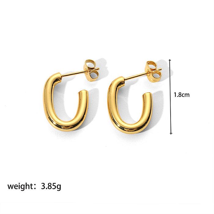1 Paar quadratische 18-Karat-vergoldete Edelstahl-Ohrringe im IG-Stil