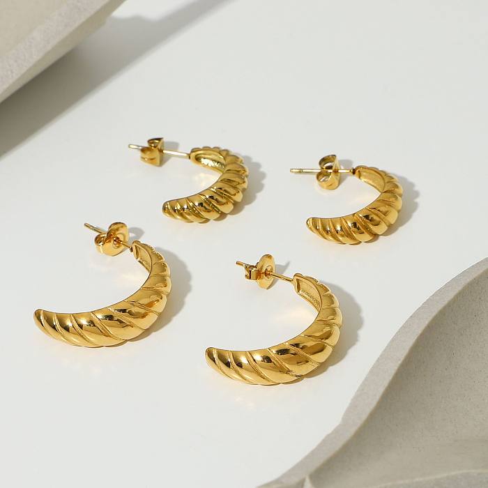 Fashion Gold-plated Stainless Steel  Croissant Bag Hoop Earrings